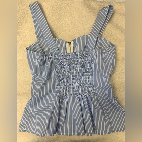 Blashes zip front striped peplum top - Picture 3 of 6